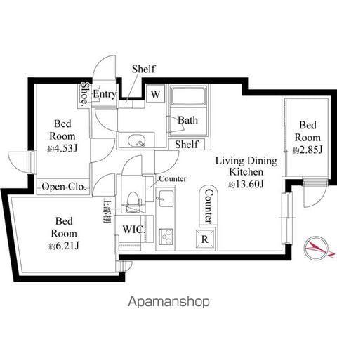 グランパセオ代々木上原(3LDK/1階)の間取り写真