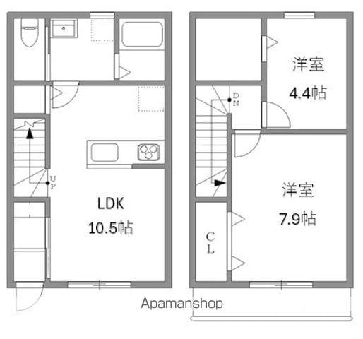 ENZO三町B棟(2LDK/1階)の間取り写真