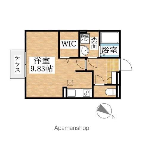 ピアチェーレK B棟(ワンルーム/1階)の間取り写真