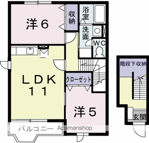 フォワージュⅡ(2LDK/2階)の間取り写真
