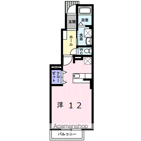 コンフォルターブル・アヴァンセ(ワンルーム/1階)の間取り写真