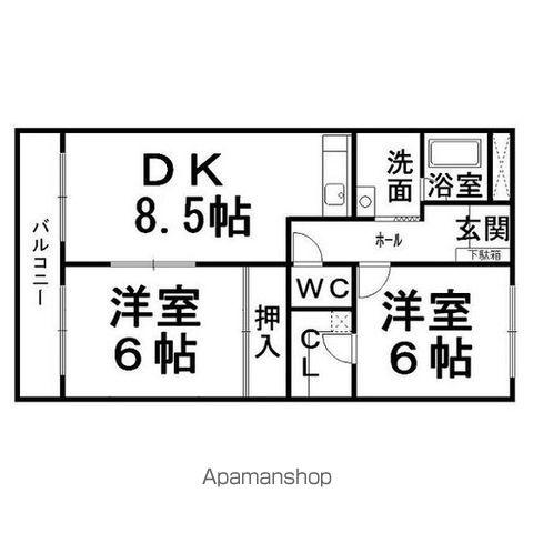 プロローグビル(2DK/4階)の間取り写真