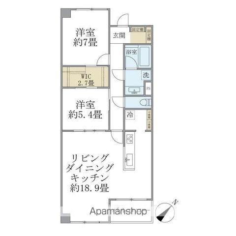 グランマルジュ市ヶ谷(1LDK/1階)の間取り写真