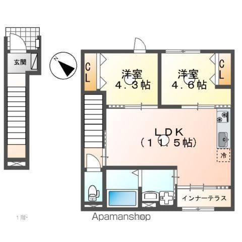 プランドール リサ(2LDK/2階)の間取り写真