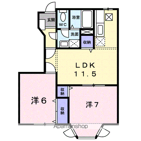 フロイデンス1(2LDK/1階)の間取り写真