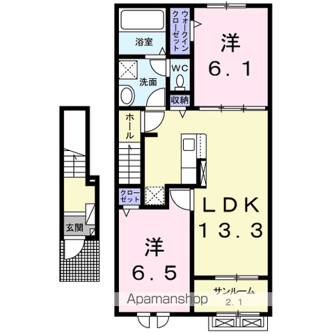 LE LIEN Ⅰ(2LDK/2階)の間取り写真