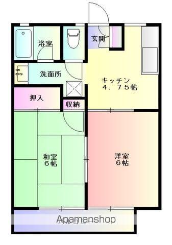 駅前コーポエンゼル(2K/2階)の間取り写真