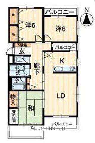 リベール栗林(3LDK/2階)の間取り写真