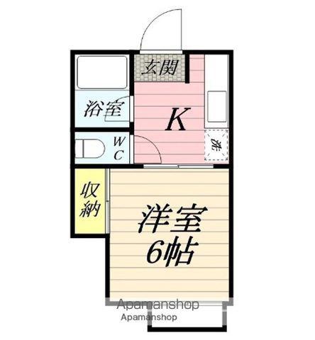 アンベリール秦野(1K/2階)の間取り写真