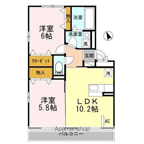 ウィンザー大槻B(2LDK/3階)の間取り写真