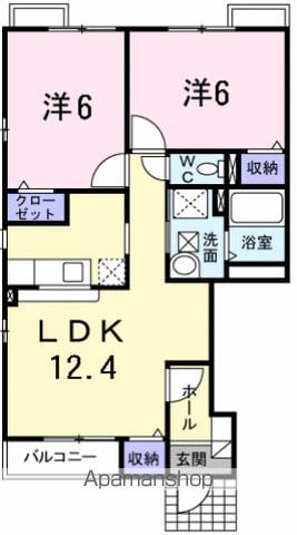 サンキャッスルS・2(2LDK/1階)の間取り写真