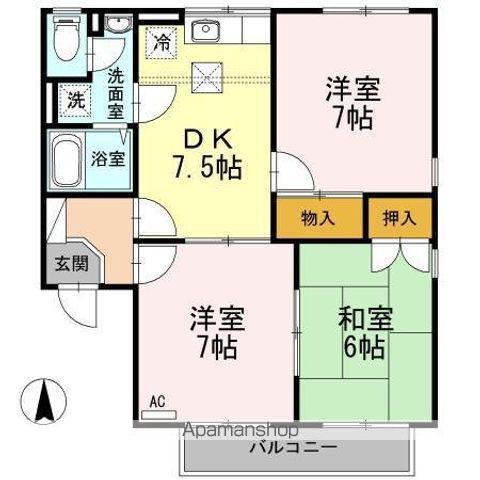 コーポ新稜A棟(3DK/1階)の間取り写真