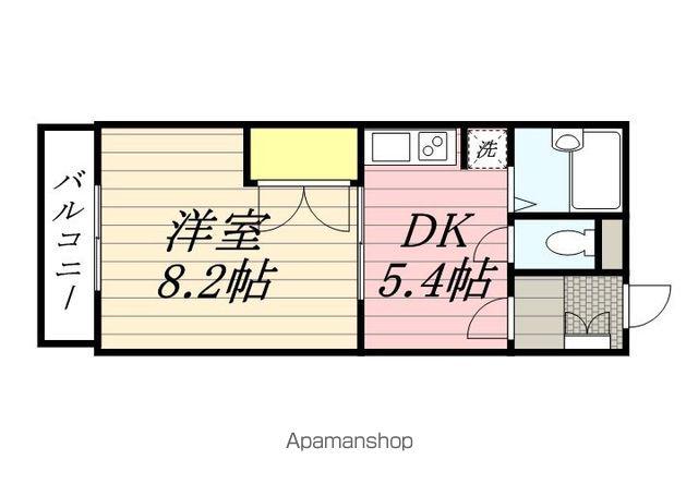 ワンバイワン(1DK/2階)の間取り写真