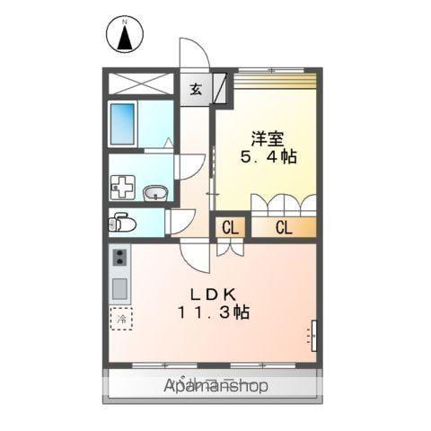 ハイツルーエン(1LDK/2階)の間取り写真