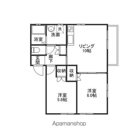 ウッド イオン(2LDK/1階)の間取り写真