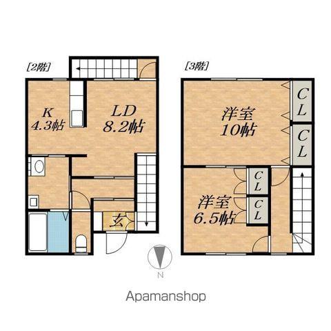 メゾネット杉浦(2LDK/2階)の間取り写真