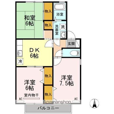 フローラリア田中 A棟(3DK/2階)の間取り写真