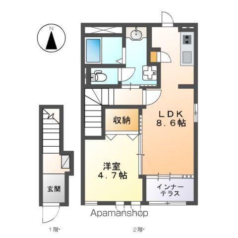 ルミナス(1LDK/2階)の間取り写真
