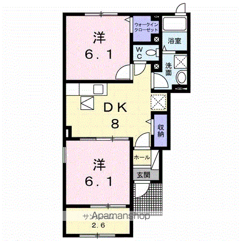 レジデンス・ドリームA1(2DK/1階)の間取り写真
