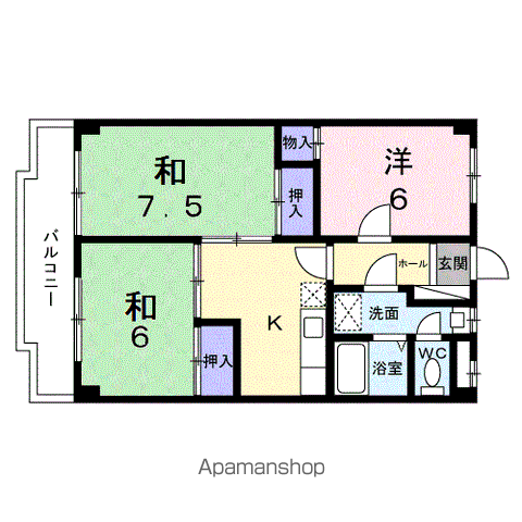 メゾンクレスト(3K/4階)の間取り写真