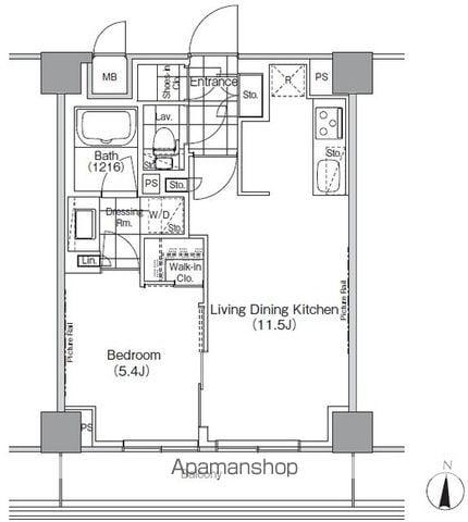 ザ・パークハビオ高円寺(1LDK/4階)の間取り写真