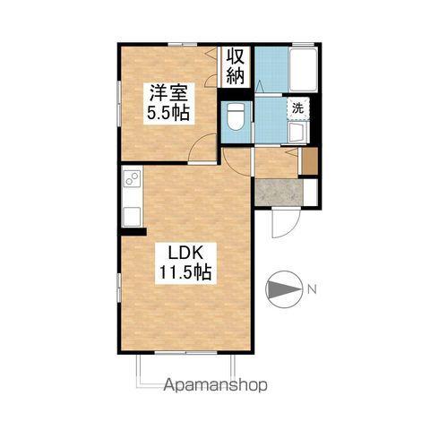 ROSE COURT B(1LDK/1階)の間取り写真