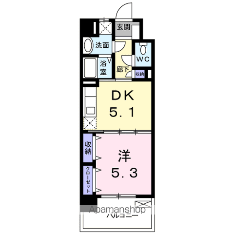 フォーウィルズコートⅡ(1DK/1階)の間取り写真