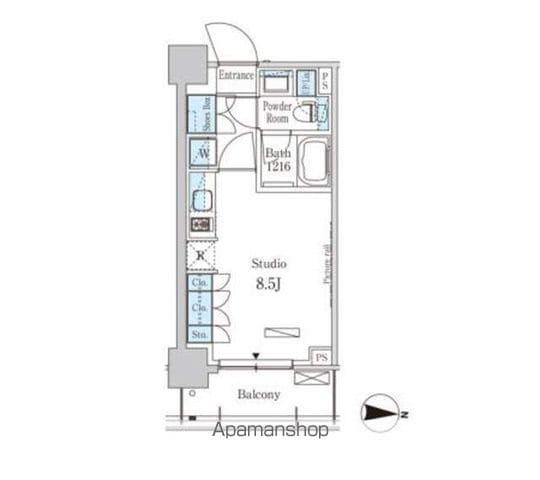 パークアクシス菊川(ワンルーム/10階)の間取り写真