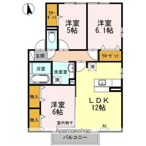 チャルルK(3LDK/2階)の間取り写真