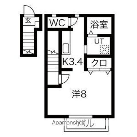 ソレイユ桜町(1K/2階)の間取り写真