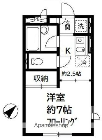 サザンヒルズ(1K/1階)の間取り写真