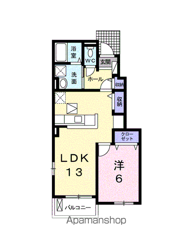 REST WOOD 1(1LDK/1階)の間取り写真
