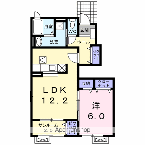 セレストⅡ(1LDK/1階)の間取り写真