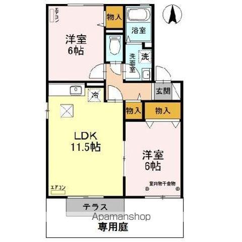 サンライズD棟(2LDK/1階)の間取り写真