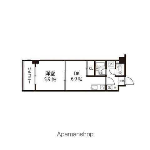 エクセルメトロⅠ(1DK/4階)の間取り写真