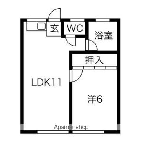 オークラパークマンション(1LDK/4階)の間取り写真