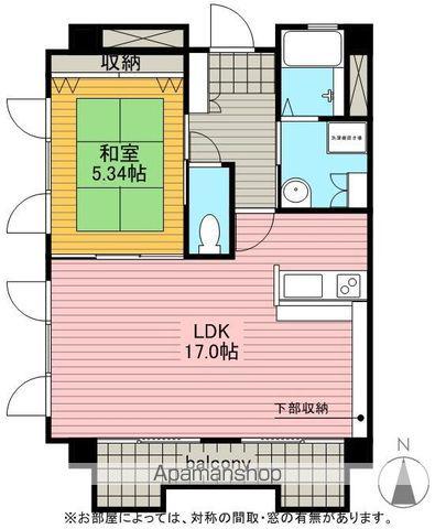 福島県郡山市 7階建 築23年(1LDK/3階)の間取り写真