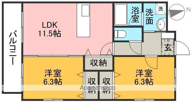 プロムロード(2LDK/1階)の間取り写真