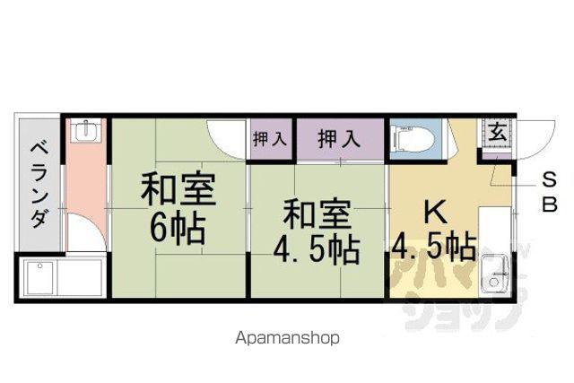 片岡アパート(2K/2階)の間取り写真