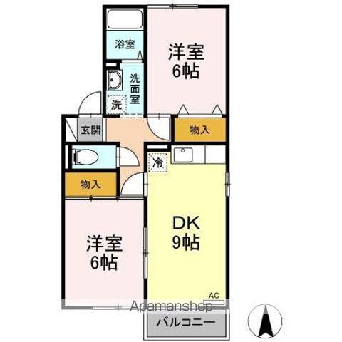 ヴェルドミールS(2DK/1階)の間取り写真