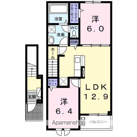 ブローテKSⅣ(2LDK/2階)の間取り写真