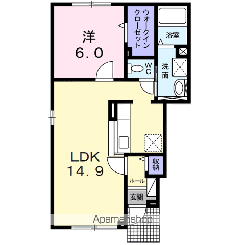 フィールドSKⅡ(1LDK/1階)の間取り写真