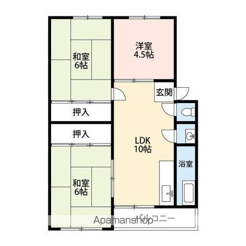 取石石田団地(3LDK/1階)の間取り写真