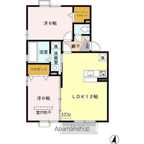 サニーハウスB(2LDK/2階)の間取り写真