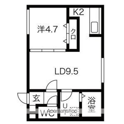 LA FRAISE Ⅱ(1LDK/2階)の間取り写真