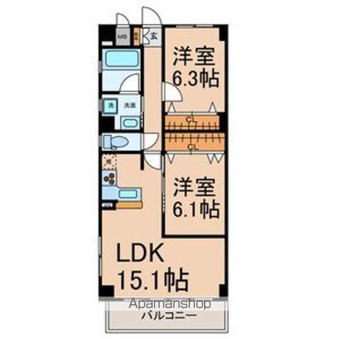 GLORIA(2LDK/2階)の間取り写真