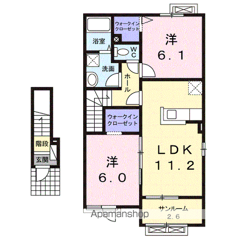 アルドール矢来A(2LDK/2階)の間取り写真