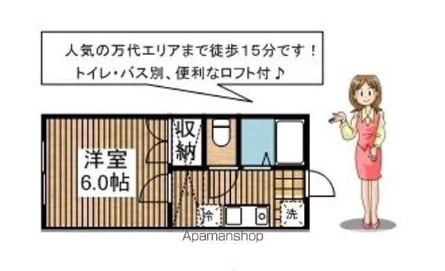 アクアノムラB棟(1K/2階)の間取り写真