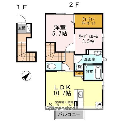 シャルム石堂(2LDK/2階)の間取り写真