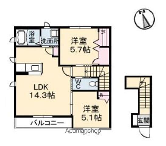 グランマスト杉井流ⅡA棟(2LDK/2階)の間取り写真